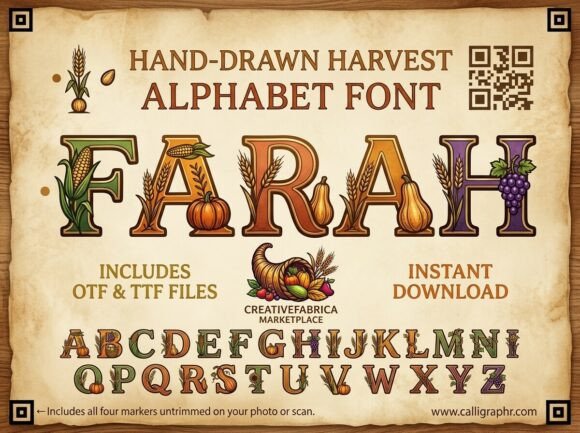 Farah: A Rustic Hand-Drawn Typeface for Autumn Editorial Design