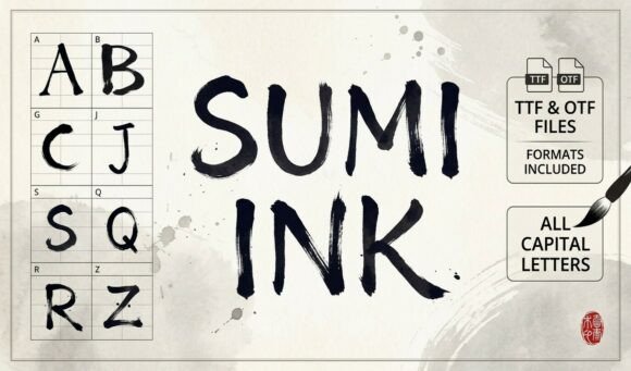 Sumi Ink Brush Font for Authentic Branding